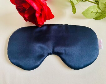 Adjustable Navy Mulberry Silk Sleep Mask: Oversized Eye Mask