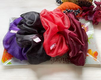 Sheer Jumbo Scrunchies, Organza XXL Scrunchies, Oversized Colorful Hair Ties, Large Handmade Hair Elastics, Black Owned Shops