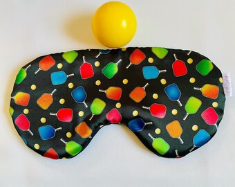Pickleball Adjustable Sleep Mask: Satin with Silk Charmeuse Backing