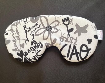 Oversized Sleep Mask, Black and White Doodle Art, Adjustable Padded Eye Mask