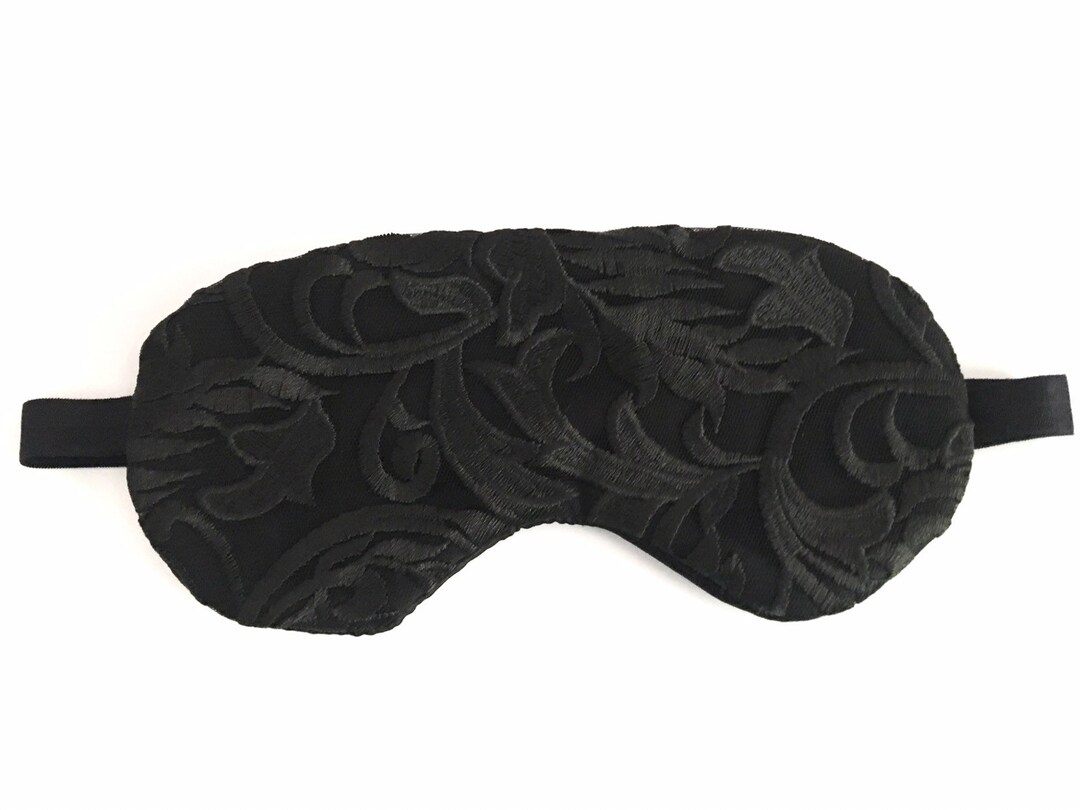 Black Lace Sleep Mask, Silk Eye Mask, Oversized Sleep Mask, Fluffy and