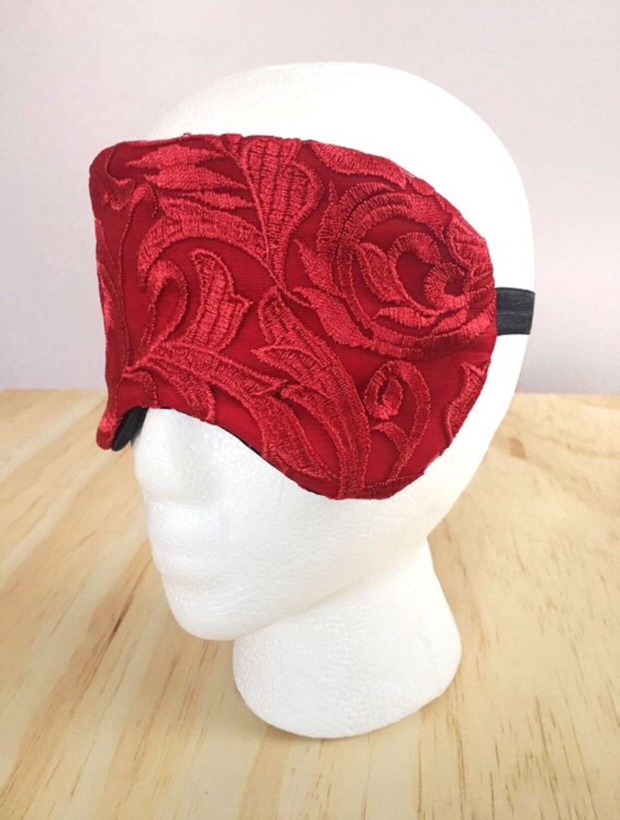 Red Lace Sleep Mask, Red Blindfold, Lace Sleeping Mask for Women, Silk