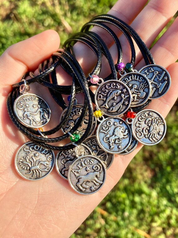 Silver Zodiac Charm Necklace Astrology Charm Necklace Zodiac