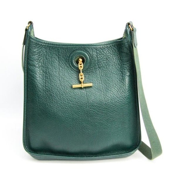 Hermes Green Courchevel Leather Vespa PM Bag Hermes