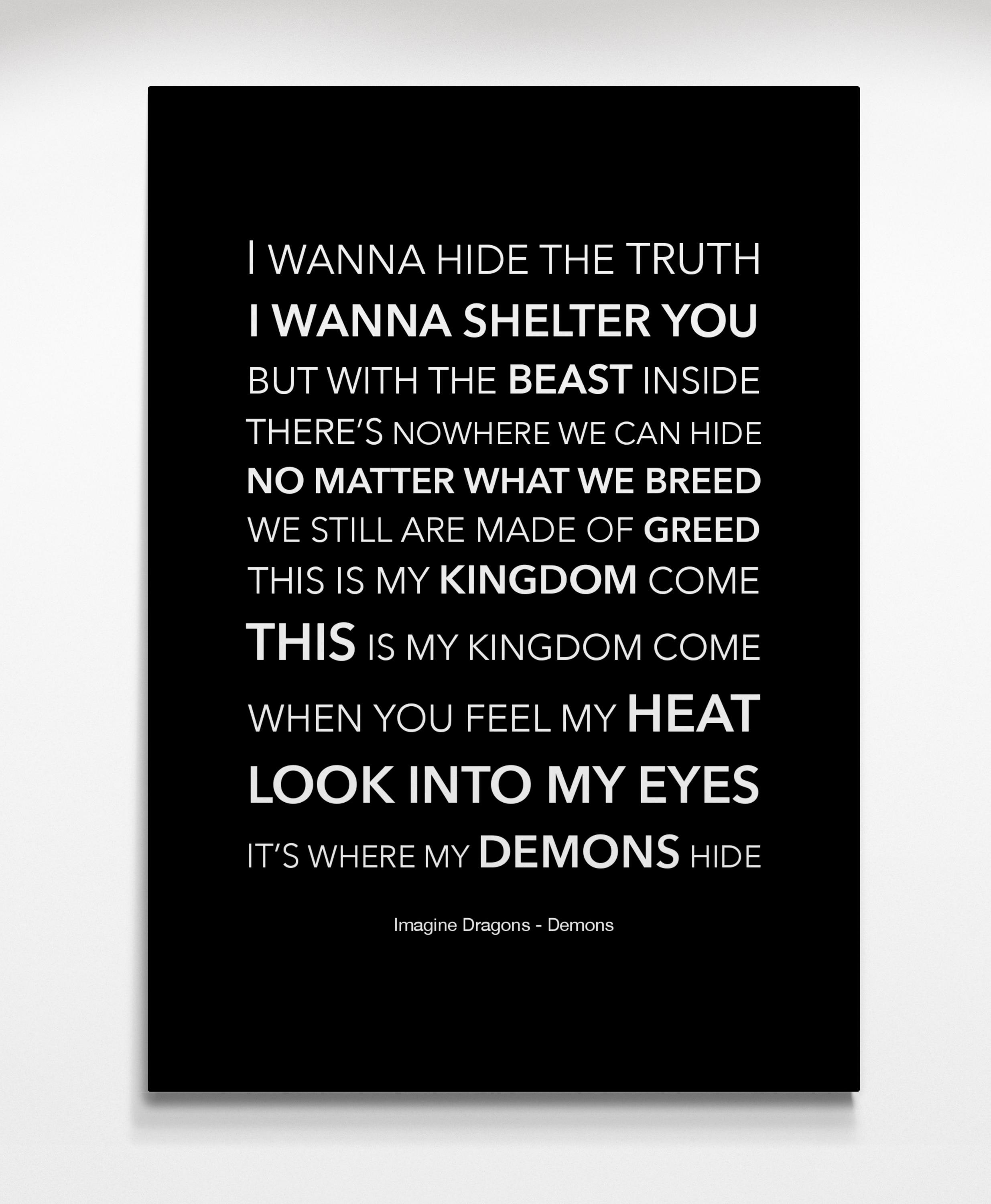 Imagine Dragons Lyric Art - Etsy, image size:2470x3000