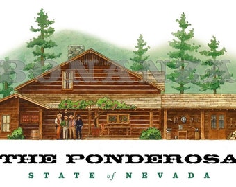 Bonanza, the Ponderosa Ranch art print #72 signed by artist
