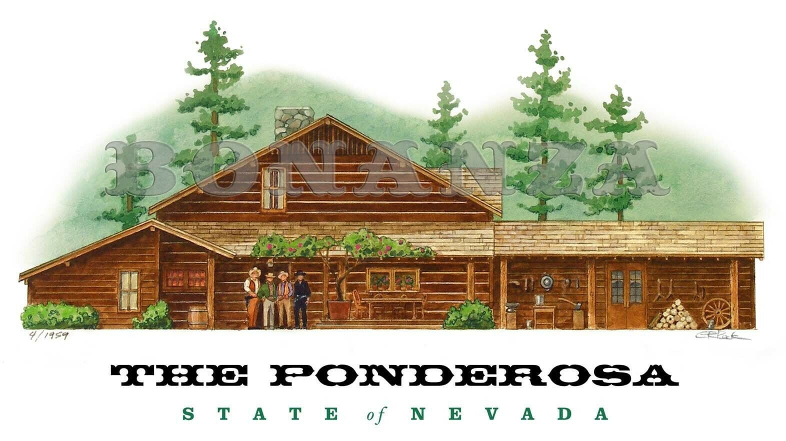 bonanza-the-ponderosa-ranch-art-print-63-signed-by-artist-etsy-ireland