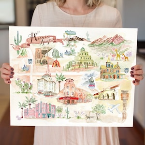 Watercolor Map of Phoenix, Arizona