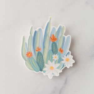 Blue Cactus Vinyl Sticker image 1