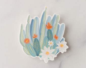 Blue Cactus Vinyl Sticker