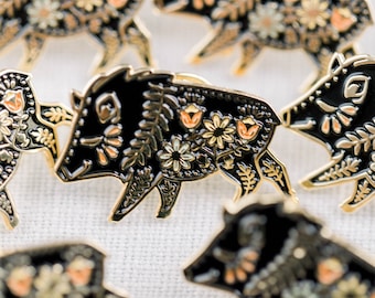 Javelina Folk Enamel Pin