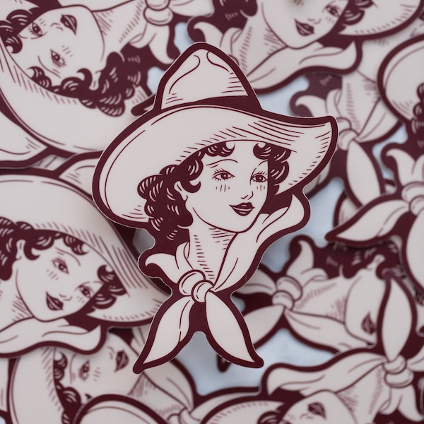 Vintage Cowgirl Vinyl Sticker