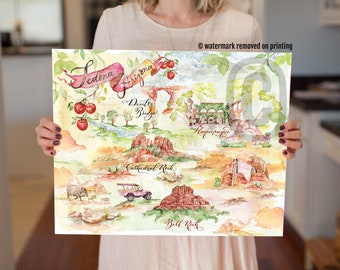 Watercolor Map of Sedona, Arizona