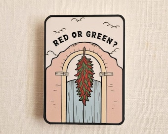 Red or Green Chile Peppers Vinyl Sticker