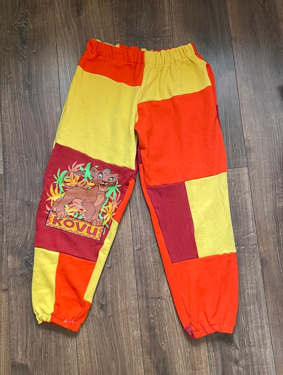 Reworked Lion King Patchwork Sweatpants, Color Bl… - image 4