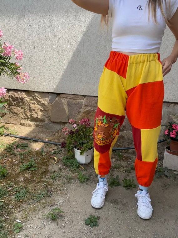 Reworked Lion King Patchwork Sweatpants, Color Bl… - image 2