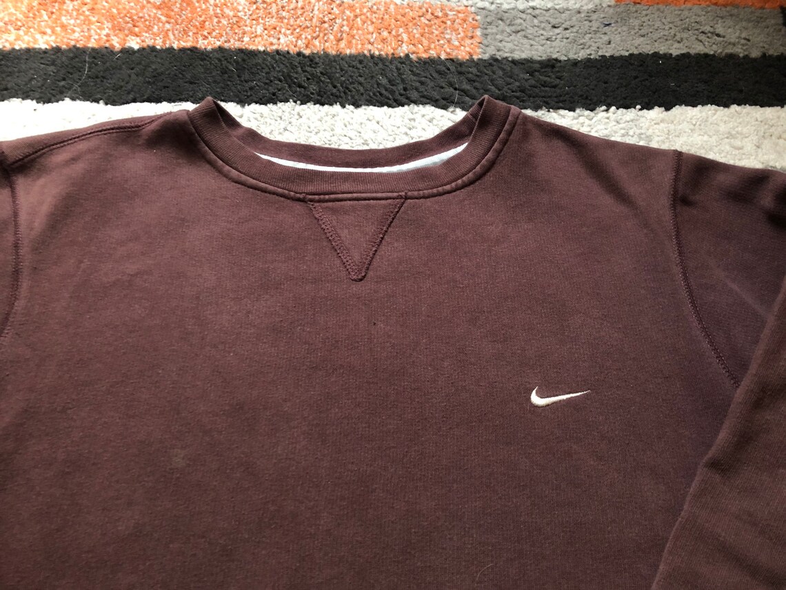 Vintage Nike Burgundy/Brown 1990s Mini Swoosh Sweatshirt | Etsy