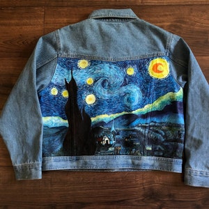 ORDER AVAILABLE for Hand painted Van Gogh Starry Night denim jacket