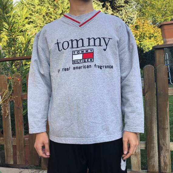 Tommy Hilfiger Retro V-neck Grey - Etsy