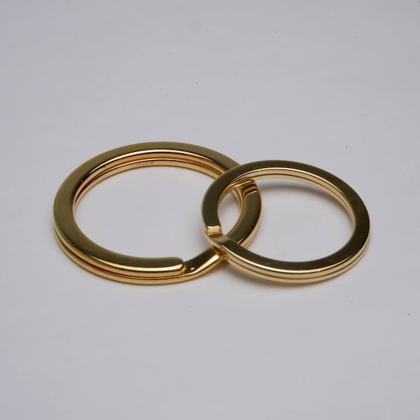 Flat Split Keyrings - Brass Plated - 30mm/38mm