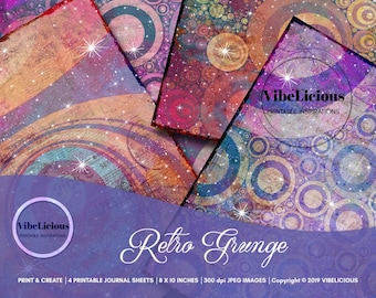 RETRO GRUNGE Junk Journal digital paper decorated digital paper art journal scrapbooking mixed media  instant download collage sheets