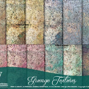 GRUNGE TEXTURES Printable Journal Papers Digital Grunge Paper Junk Journal Antique Distressed Collage Sheets Grunge Downloads Scrapbooking
