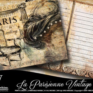 LA PARISIENNE VINTAGE Printable Journal Kit Junk Journal Vintage Grunge Journal Pages Collage Scrapbooking Instant Download