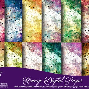GRUNGE DIGITAL PAPER 8X10 Inch Paper Pack Printable Paper Mixed Media Collage Sheet Art Craft Scrapbooking Journal Pages Instant Download