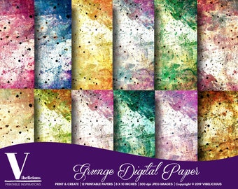 GRUNGE DIGITAL PAPER 8X10 Inch Paper Pack Printable Paper Mixed Media Collage Sheet Art Craft Scrapbooking Journal Pages Instant Download