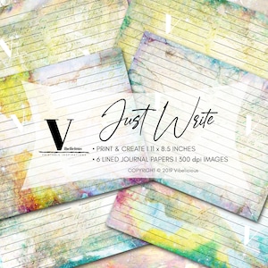 JUST WRITE Fogli di diario a righe stampabili Carta per diario Carta digitale Pagine di diario spazzatura Scrapbooking Download immediato Texture stampabili