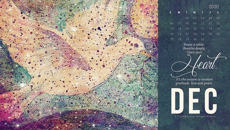 DECEMBER 2020 DESKTOP WALLPAPER Calendar Digital Calendar | Etsy