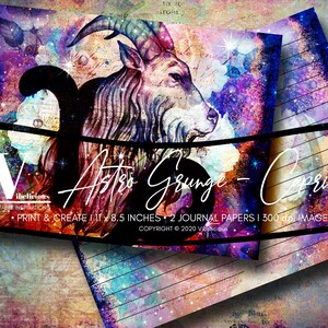 CAPRICORNO - ASTRO GRUNGE diario stampabile Kit carta digitale Grunge Astrologia Segno zodiacale Capricorno Segni zodiacali Mixed Media Download immediato
