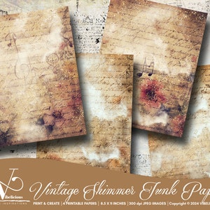 VINTAGE SHIMMER Background Papers JUNK Journal digital paper journal paper collage vintage scrapbooking paper mixed media instant download