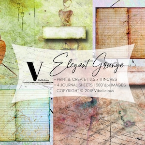 ELEGANT GRUNGE PAPER digital paper decorated digital paper art journal scrapbooking paper mixed media  instant download collage sheets
