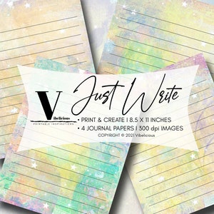 JUST WRITE PRINTABLE Liniertes Journal Papier Schreibpapier Grunge Textur Digitales Papier Journal Seiten Junk Journal Instant Download