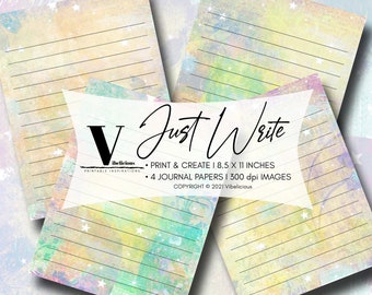 JUST WRITE PRINTABLE Lined Journal Paper Writing Paper Grunge Texture Digital Paper Journal Pages Junk Journal Instant Download