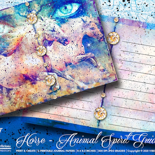ANIMAL SPIRIT GUIDES Horse Printable Journal Set Junk Journal Majestic Powerful Journal Pages Collage Mixed Media Instant Download
