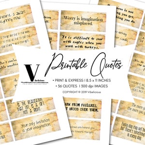 36 PRINTABLE QUOTES Inspirational Words Quotes Junk Journal Words Positive Words Scrapbooking Collage Mixed Media Instant Download