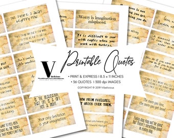 36 AFDRUKBARE QUOTES Inspirerende woorden citaten Junk Journal woorden positieve woorden Scrapbooking Collage Mixed Media Instant Download