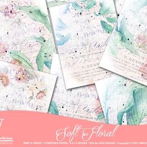 FLORAL PRINTABLE JOURNAL Paper Junk Journal Collage Mixed Media Digital Paper Scrapbooking Instant Download