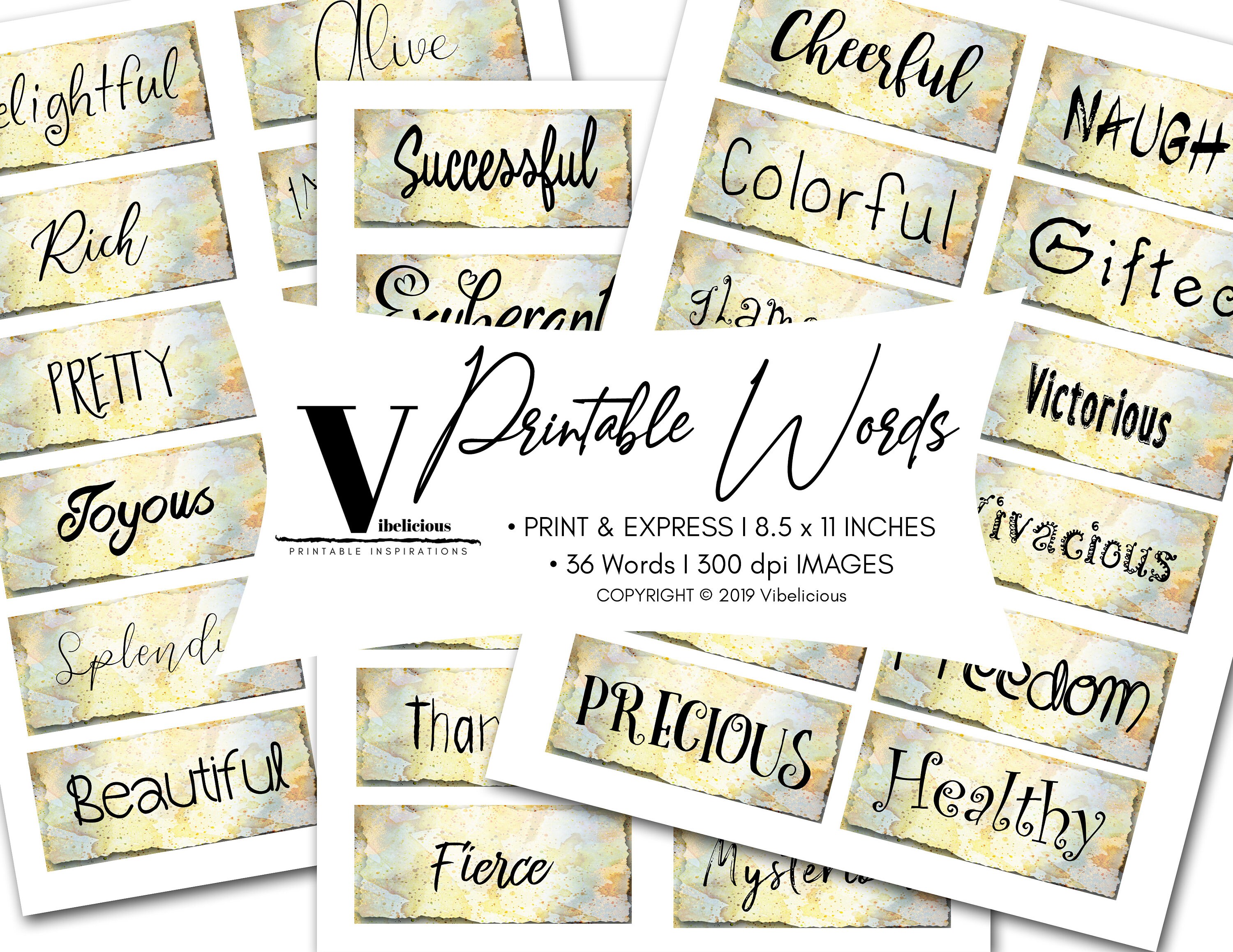 36 PRINTABLE JOURNAL WORDS Positive Words Junk Journal Scrapbooking ...