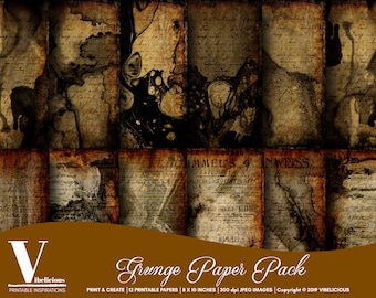 GRUNGE DIGITAL PAPER 8 X 10 Inch Paper Pack Printable Paper Craft Art Scrapbooking Digital Collage Sheet Journal Paper Antique Distressed