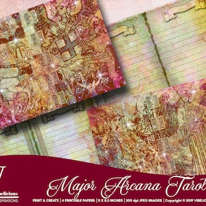 MAJOR ARCANA TAROT Printable Journal Kit Junk Journal Mixed Media Journal Pages Digital Tarot Collage Sheet Scrapbooking Instant Download
