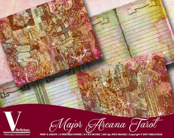 MAJOR ARCANA TAROT Printable Journal Kit Junk Journal Mixed Media Journal Pages Digital Tarot Collage Sheet Scrapbooking Instant Download