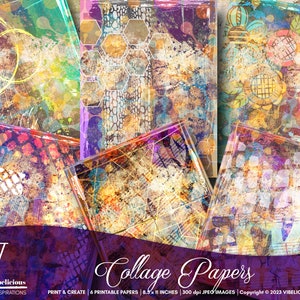 Collage Paper Printable Journal Paper Junk Journal Grunge Paper Boho Mixed Media Scrapbooking Textured Paper Instant Download