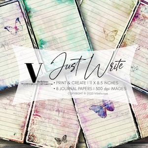 JUST WRITE PRINTABLE Lined Journal Paper Grunge Paper Junk Journal Vintage Shabby Writing Paper Instant Download Mixed Media