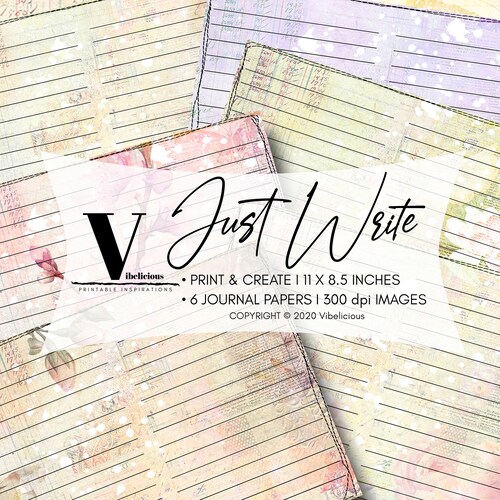 JUST WRITE PRINTABLE Lined Journal Sheet Writing Paper Journal Etsy