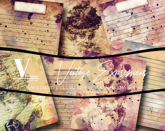 VINTAGE EXPRESSIONS PRINTABLE Journal Papers Junk Journal Vintage Floral Women Collage Sheets Mixed Media Journal Pages Scrapbooking