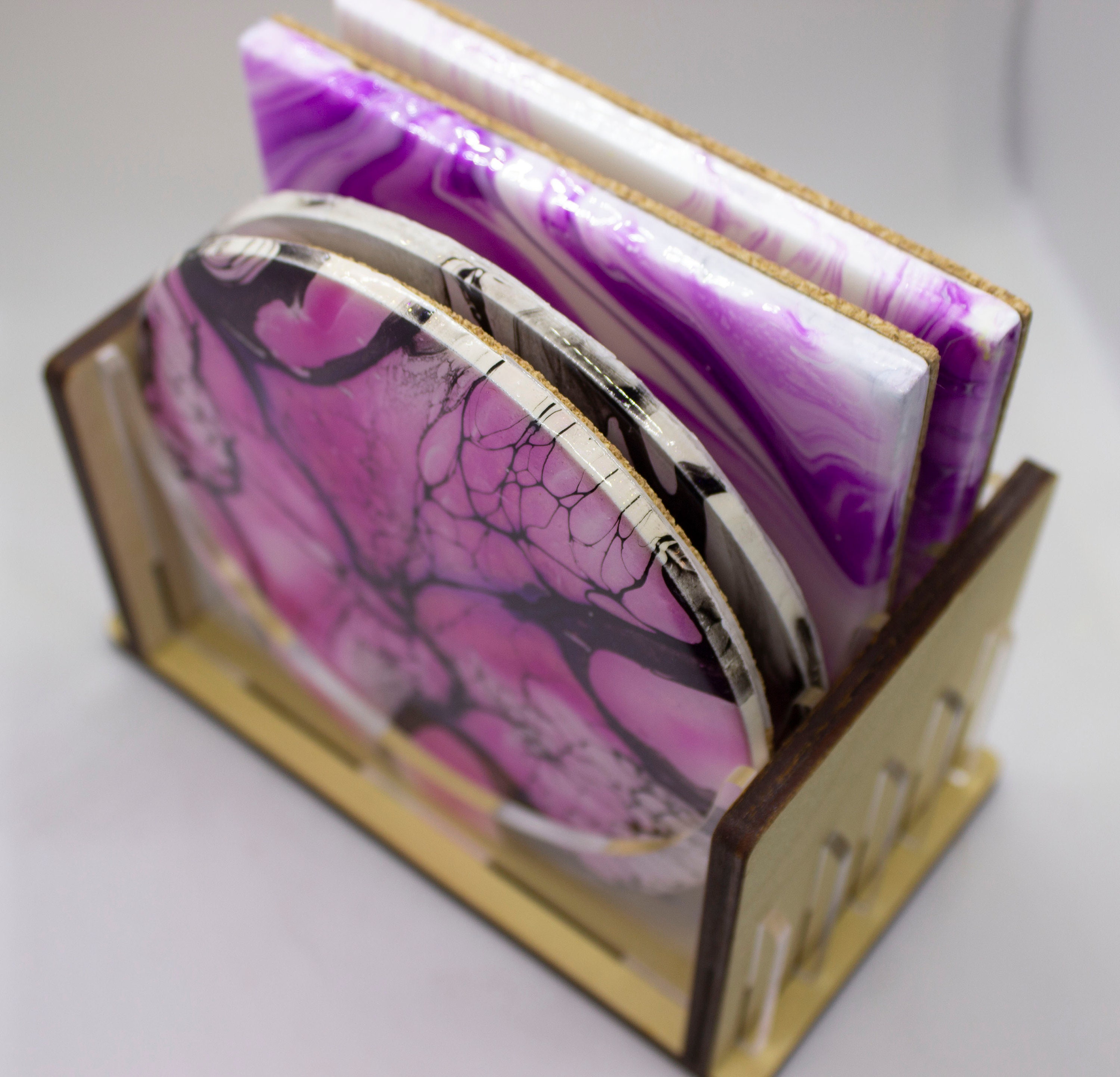 Coaster Holder wood Laser Cut Home Decor Etsy