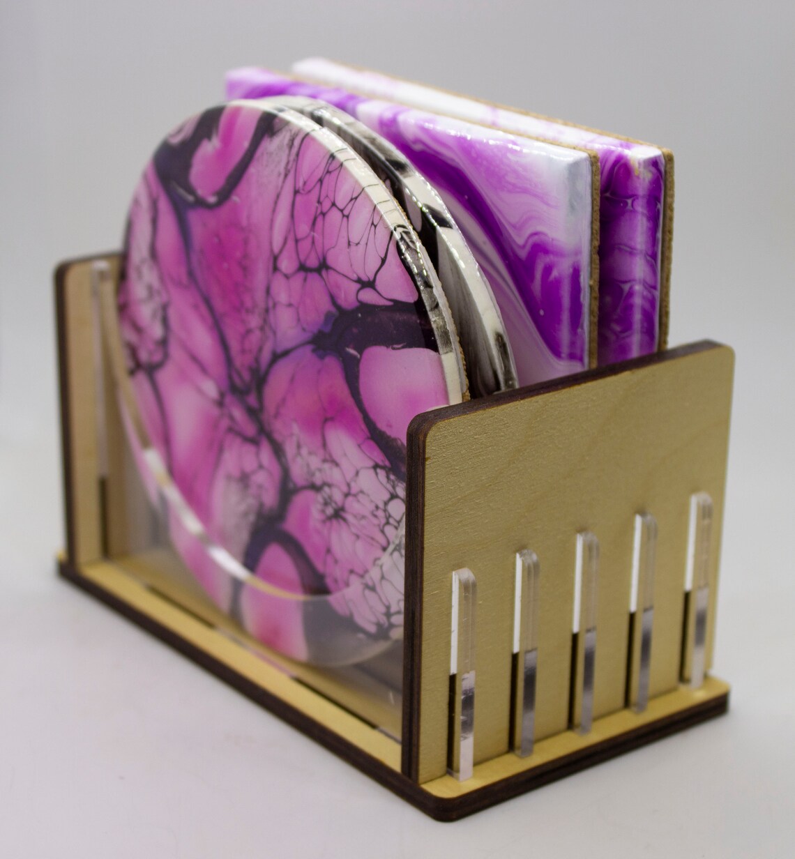 Coaster Holder wood Laser Cut Home Decor Etsy